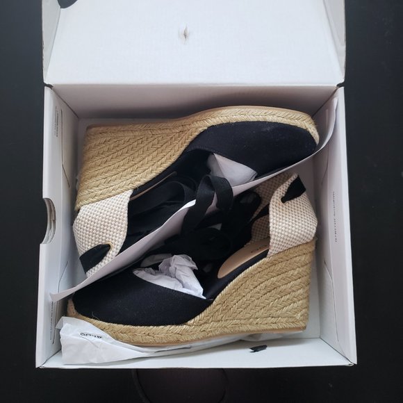 ALDO Muschetta Black Ribbon-tie Wedge Espadrilles - Picture 6 of 6